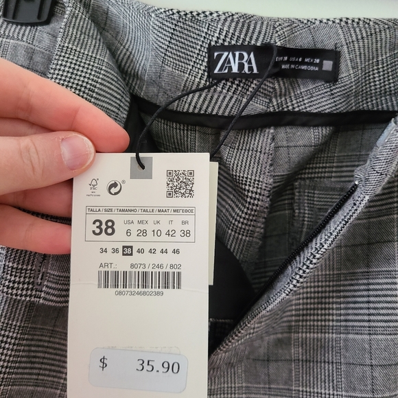 Zara gray plaid straight ankle pants - Picture 4 of 9